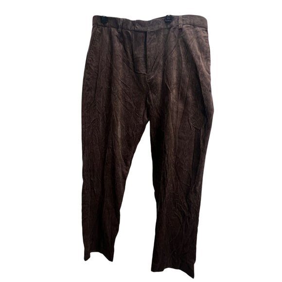 Vertical Sport Mens Brown Corduroy Flat Front Classic Fit Pants Sz 42x32 Retro - Picture 1 of 16